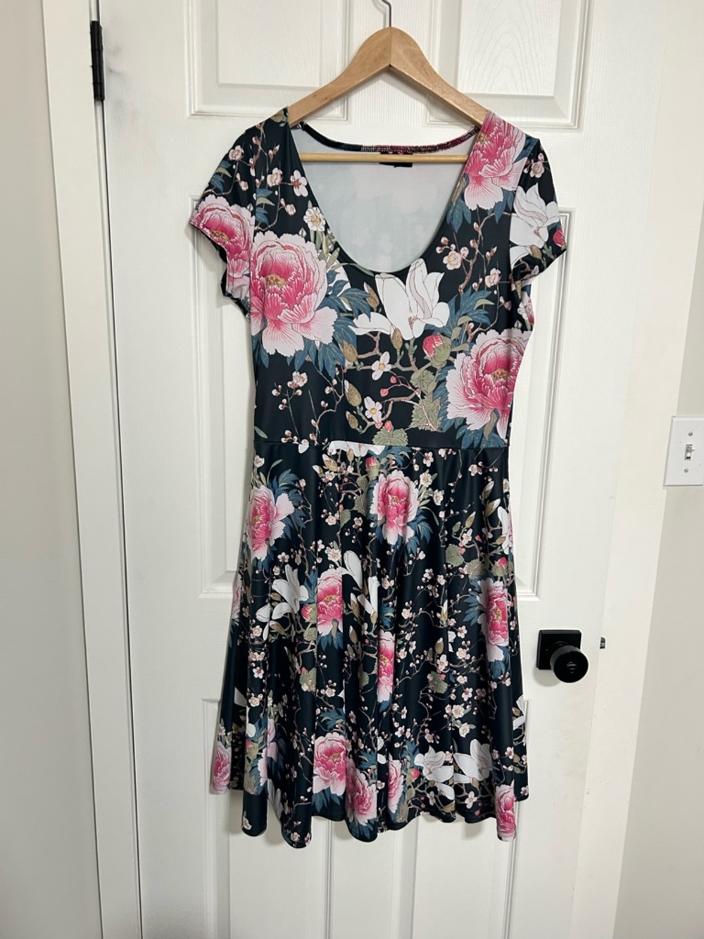 Blackmilk Black Dress with Pink Floral Print